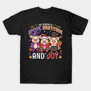 Halloween Thanksgiving Christmas Holiday Mashup T-Shirt